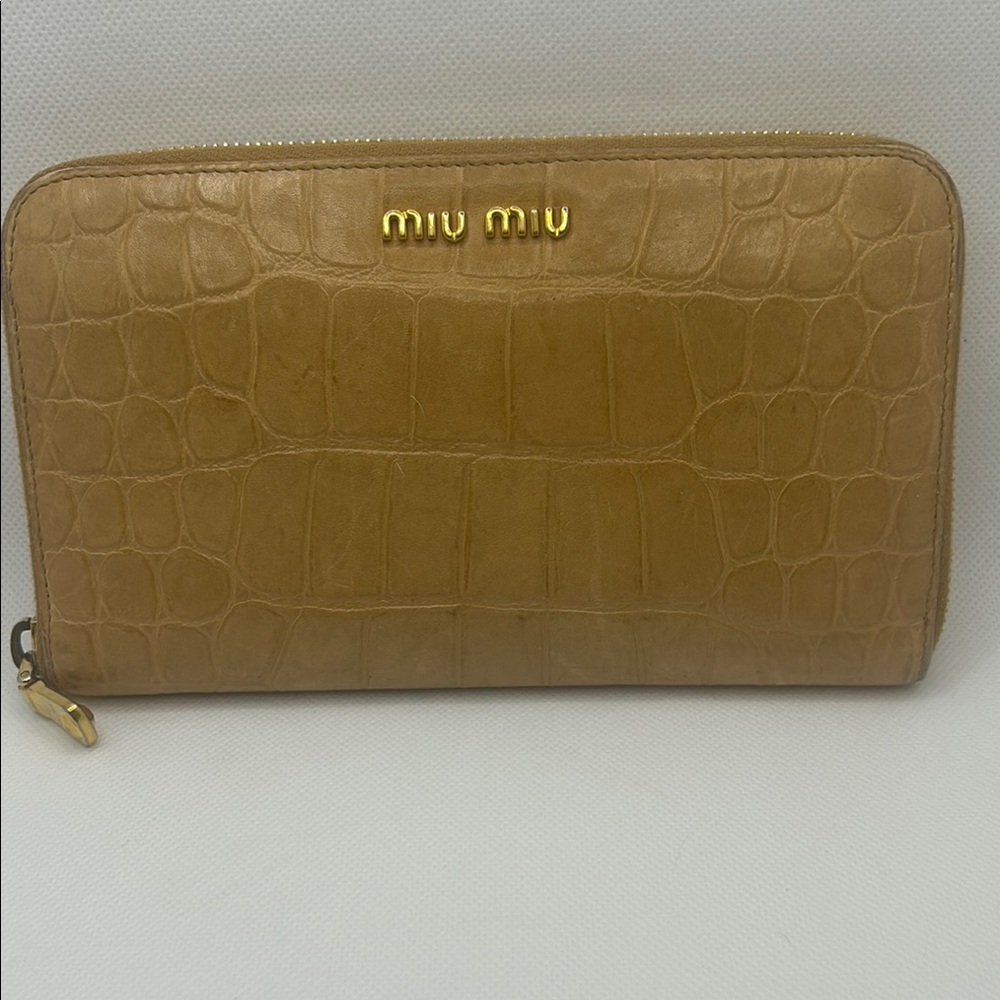 Miu Miu Tan Crocodile Embossed Women’s Wallet